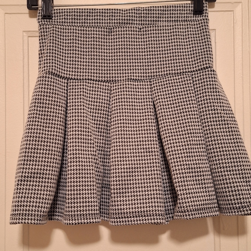Women's black and white checkered school girl skirt, size S